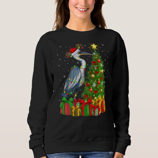 Heron Bird Xmas Weihnachtsfeiertag Weihnachtsfest Sweatshirt (Vorderseite)
