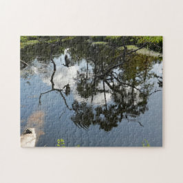 Heron, der über den Teich fliegt; Natur Puzzle