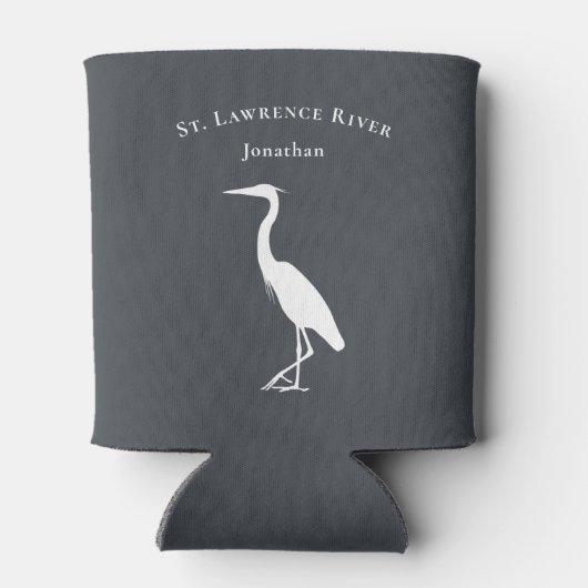 Heron Egret Silhouette benutzerdefinierter Text un Dosenkühler (Rückseite)