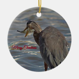 Heron Fishing Coastal Frohe Weihnachten Keramik Ornament