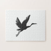Heron-fliegende Silhouette - Hintergrundfarbe ausw Puzzle (Horizontal)