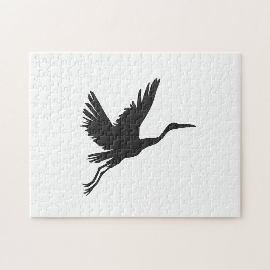 Heron-fliegende Silhouette - Hintergrundfarbe ausw Puzzle (Horizontal)