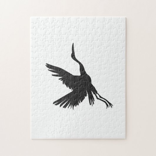 Heron-fliegende Silhouette - Hintergrundfarbe ausw Puzzle (Vertikal)