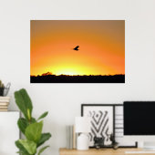 Heron Flying am Sunset Foto Poster (Heimbüro)