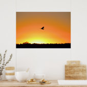Heron Flying am Sunset Foto Poster (Küche)