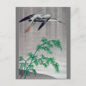 Heron Flying in Rain, Watanabe Seitei Postkarte (Vorderseite)