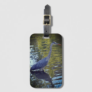 Heron Fütternd im Teich bei RHS Wisley, Vereinigte Gepäckanhänger