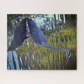 Heron Fütternd im Teich bei RHS Wisley, Vereinigte Puzzle (Horizontal)