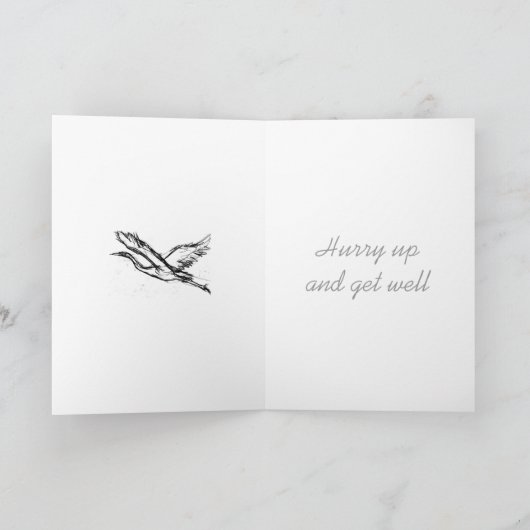 Heron Get Well Greeting Card Template Karte (Innenseite)