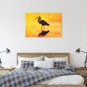 Heron Gold Sunset Canvas Print Leinwanddruck (Insitu (Schlafzimmer))
