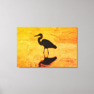 Heron Gold Sunset Canvas Print Leinwanddruck