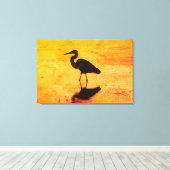 Heron Gold Sunset Canvas Print Leinwanddruck (Insitu (Holzboden))