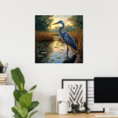 Heron im Sumpf Poster (Heimbüro)