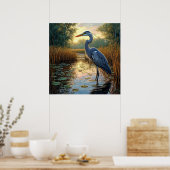 Heron im Sumpf Poster (Küche)