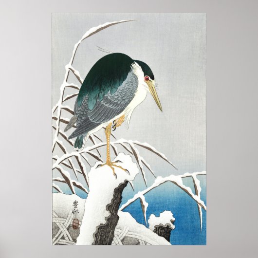 Heron in Snow - Ohara Koson - Vintage Kunst Poster (Vorne)