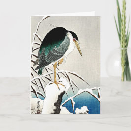 Heron in Snow, schöne Kunst von Ohara Koson Karte