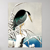 Heron in Snow, schöne Kunst von Ohara Koson Poster (Vorne)
