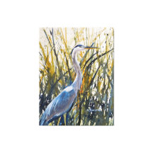 Heron in the Weeds Wild Nature Art