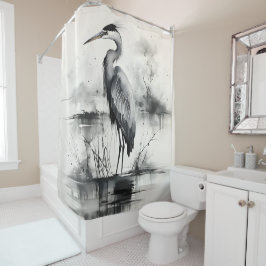 Heron Ink Painting Duschvorhang