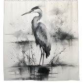 Heron Ink Painting Duschvorhang (Vorderseite)