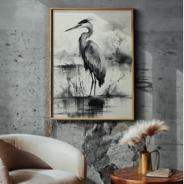 Heron Ink Painting Fotodruck