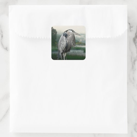 Heron Lake Quadratischer Aufkleber (Tasche)