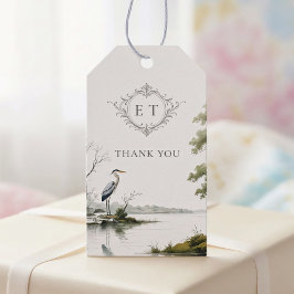 Heron Lake Toile French Country Wedding Monogram Geschenkanhänger