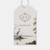 Heron Lake Toile French Country Wedding Monogram Geschenkanhänger (Vorderseite)