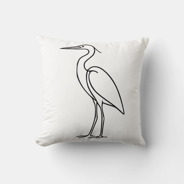 Heron Line Art – Minimalist Bird Illustration  Kissen (Vorderseite)