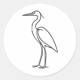 Heron Line Art – Minimalist Bird Illustration  Runder Aufkleber