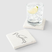 Heron Line Art – Minimalist Bird Illustration Steinuntersetzer (Seitenansicht)