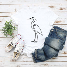 Heron Line Art – Minimalist Bird Illustration  T-Shirt