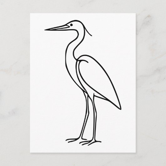 Heron Line Art - Minimalistische Vogelillustration Postkarte (Vorderseite)