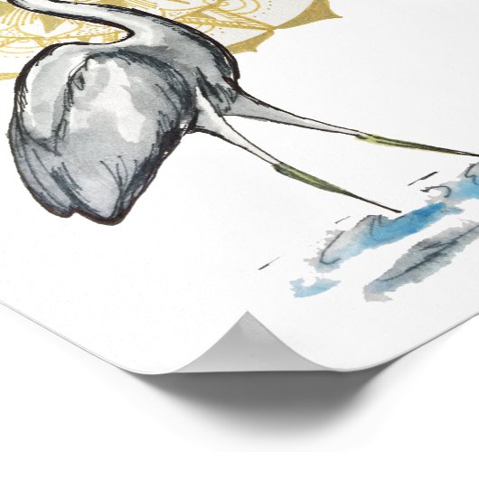 Heron Mandala 8x10 Print Poster (Ecke)