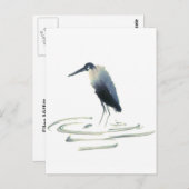Heron Meditation, Sumi-e Great Blue Heron Postkarte (Vorne/Hinten)