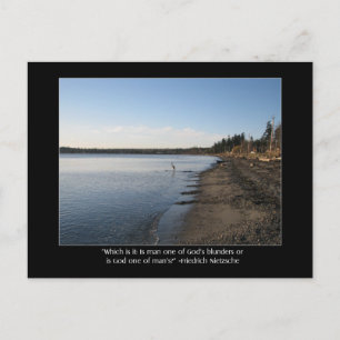 Heron mit Nietzsche Zitat Postkarte