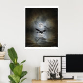 "Heron Moon" Art Print Poster (Heimbüro)
