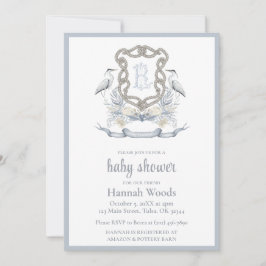 Heron Rope Monogram Baby Shower Einladung