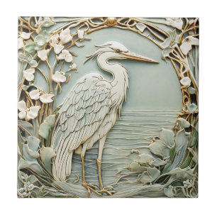 Heron Sea Bird Jugendstil-Imitate Relief Right Min Fliese