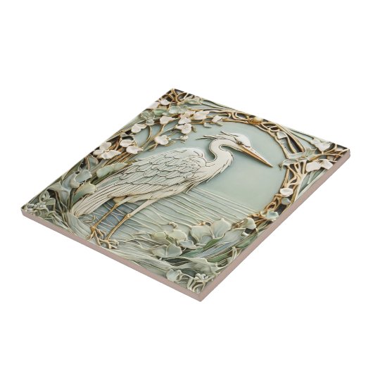 Heron Sea Bird Jugendstil-Imitate Relief Right Min Fliese (Seite)