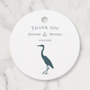 Heron Silhouette dunkelblau aquamarin Geschenkanhänger