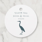 Heron Silhouette dunkelblau aquamarin Geschenkanhänger (Rückseite)