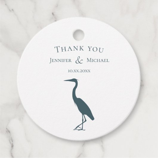 Heron Silhouette dunkelblau aquamarin Geschenkanhänger (Vorderseite)