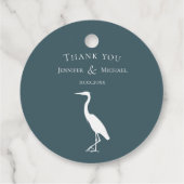 Heron Silhouette weiß in dunkelblau Geschenkanhänger (Rückseite)