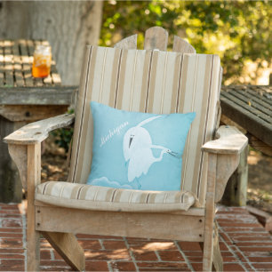 Heron Staat Pillow White Aqua Kissen