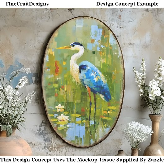 Heron Staning Under Water Lilis EF1L Decoupage Seidenpapier