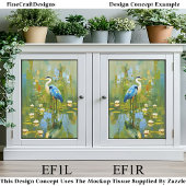 Heron Staning Under Water Lilis EF1R Decoupage Seidenpapier