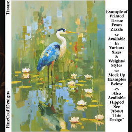Heron Staning Under Water Lilis EF1R Decoupage Seidenpapier