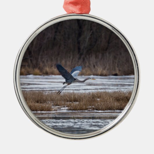 Heron Start Silbernes Ornament (Vorne)