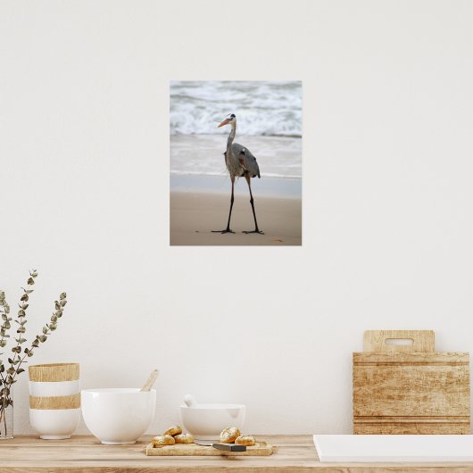Heron Stehend auf der Strandfarbe 16x20 Poster (Küche)